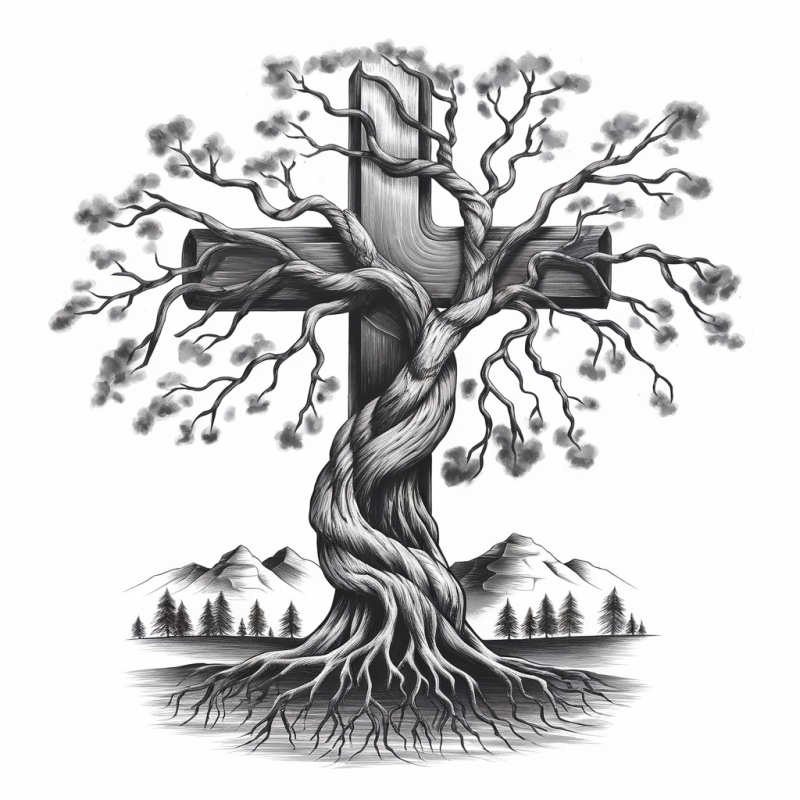 Artistic Tree Graphic T-Shirt - Black and White Design