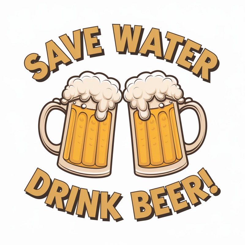 Funny Beer Lovers T-Shirt with Save Water Drink Beer Graphic
