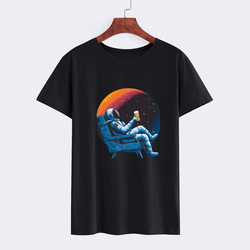 Cosmic Astronaut Relaxation Tee - Space-Themed Graphic T-Shirt