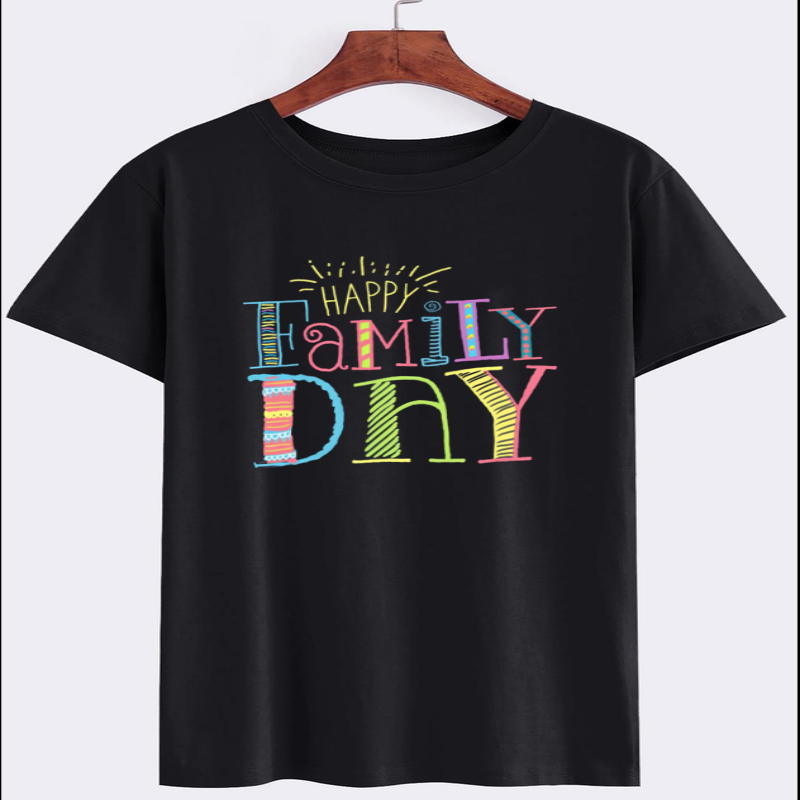 Happy Family Day Colorful Graphic T-Shirt