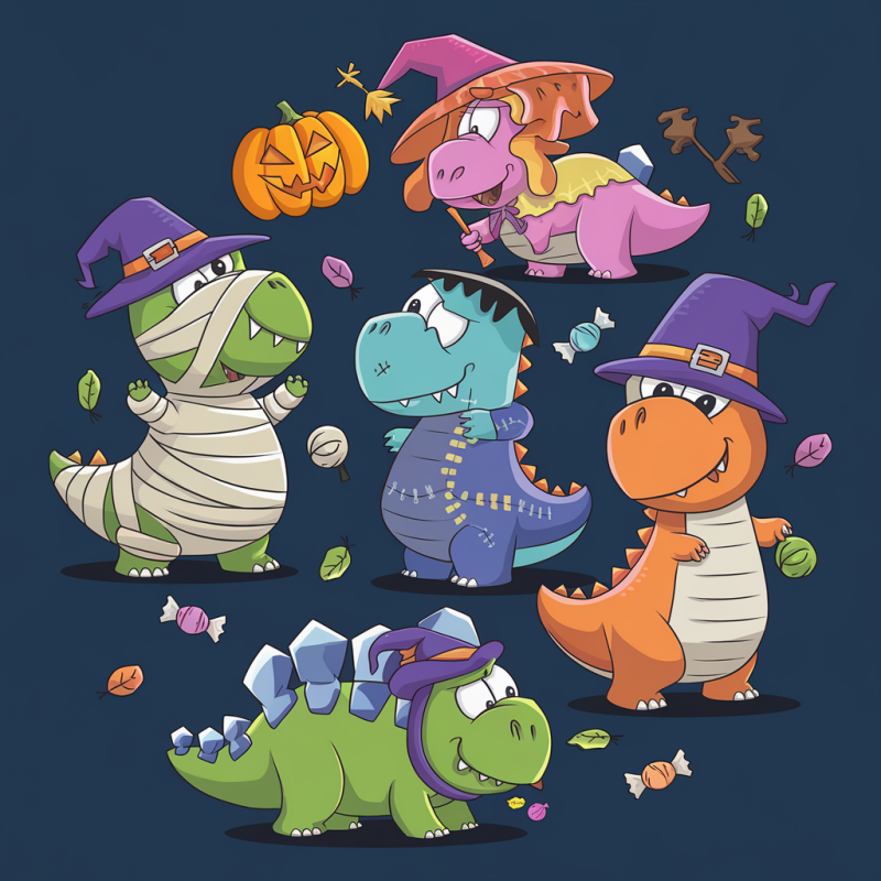 Halloween Dinosaur Graphic Tee for Kids