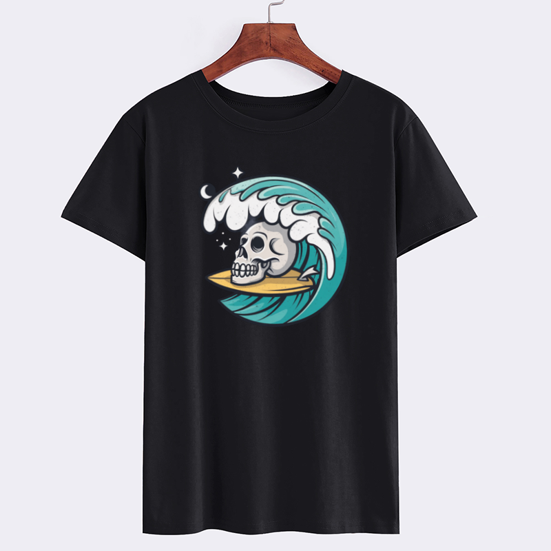 Skull Wave Surfing Graphic T-Shirt
