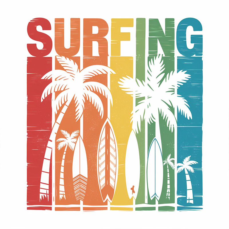Hawaiian Pattern 'SURFING' T-Shirt