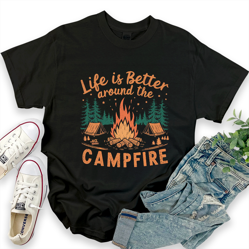 Outdoor Camping Graphic Top 'Life Is Better Around The Campfire' T-Shirt