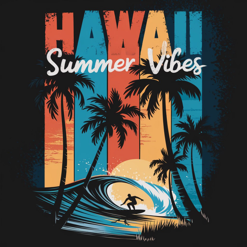 Hawaii Summer Vibes Graphic T-Shirt
