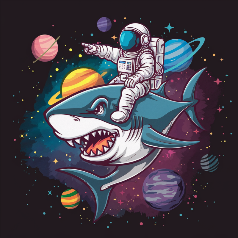 AstroShark Graphic Cotton T-Shirt Black