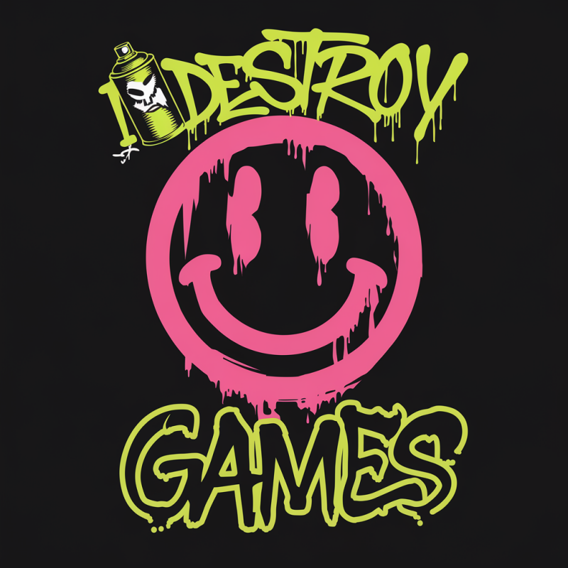 Destroy Games Smiley Face Graphic Tee