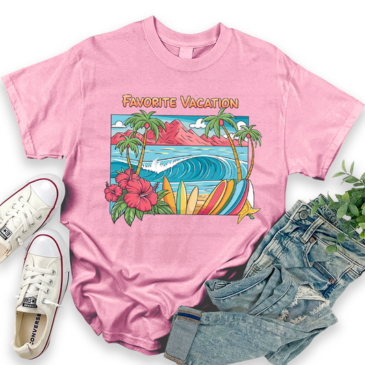 Casual Graphic Top - Favorite Vacation T-Shirt