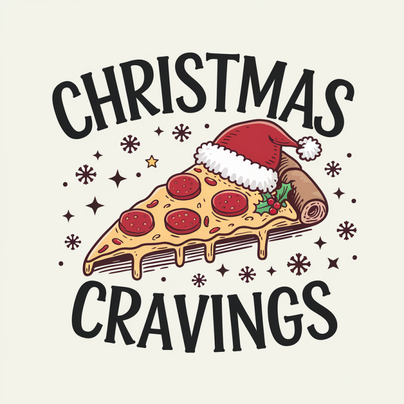 Christmas Cravings Pizza Graphic T-Shirt
