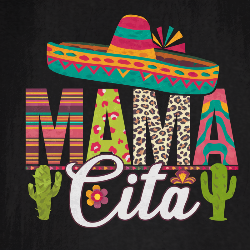 Mama Cita Colorful Graphic T-Shirt with Sombrero Design