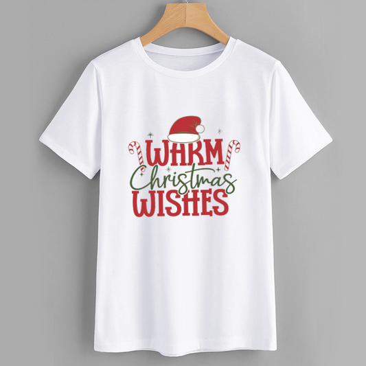 Festive Warm Christmas Wishes Cotton T-Shirt