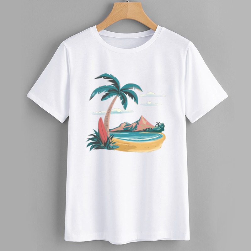 Tropical Beach Graphic Tee - Summer Vibes