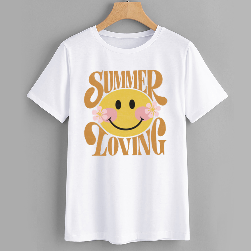 Retro Summer Loving Smiley Face Cotton T-Shirt