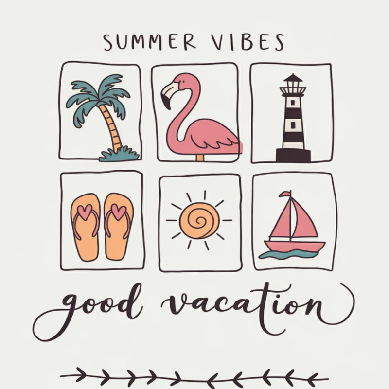 Summer Vibes Graphic T-Shirt with Flamingo Design