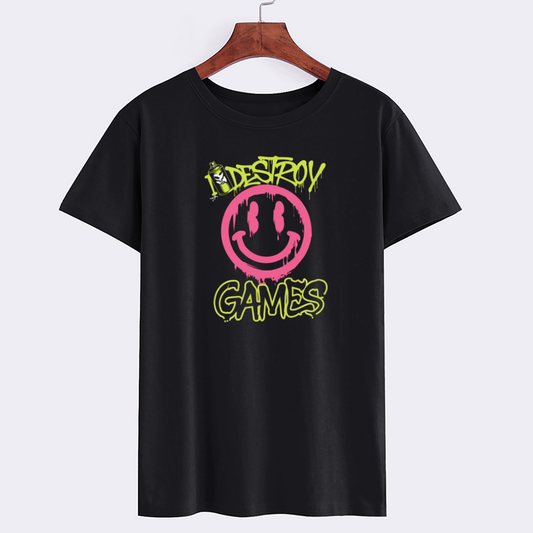 Destroy Games Smiley Face Graphic Tee