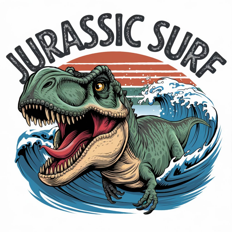 Jurassic Surf Dinosaur Graphic T-Shirt