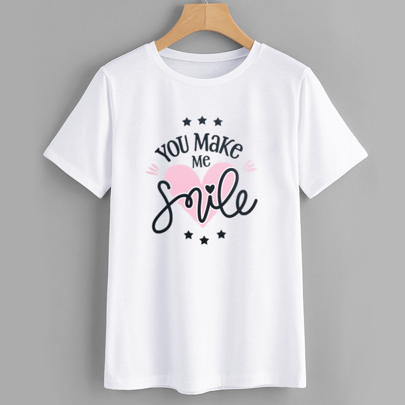 Smile Heart Cotton Graphic T-Shirt