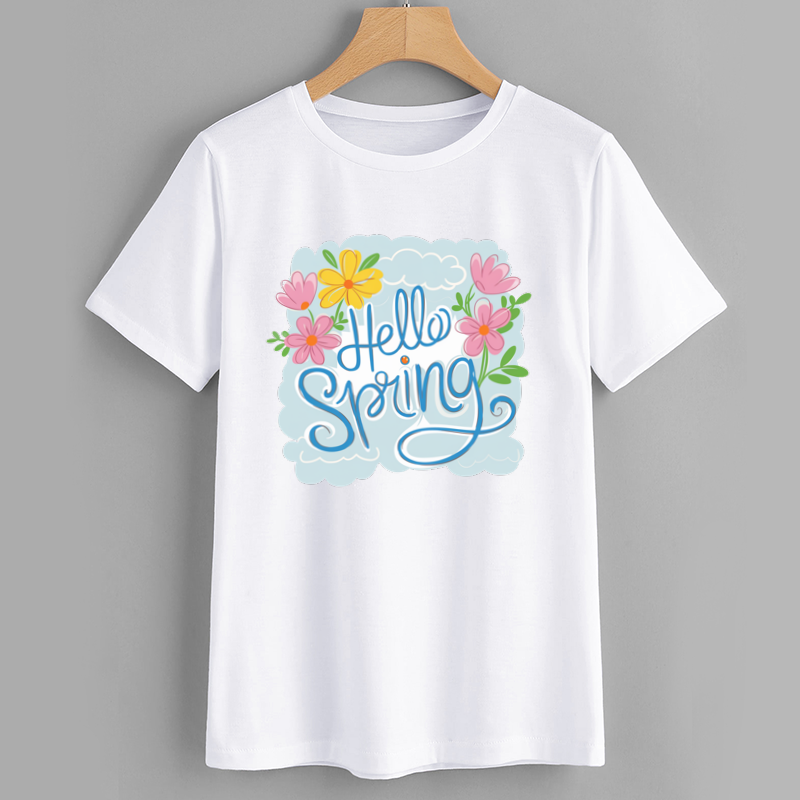 Spring Blossom Cotton Graphic T-Shirt