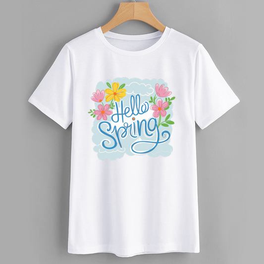 Spring Blossom Cotton Graphic T-Shirt
