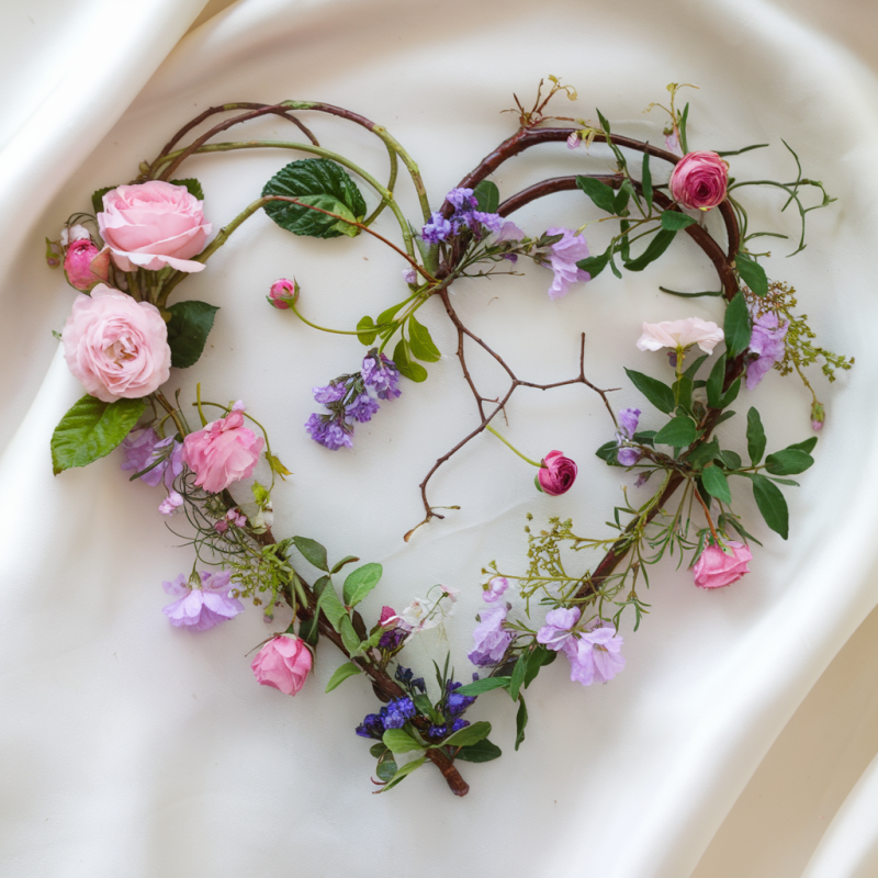 Floral Heart Graphic T-Shirt - White Casual Tee