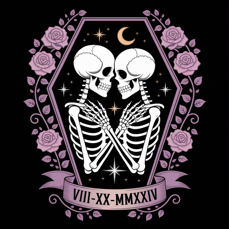 Romantic Skeleton Graphic Tee - Black T-Shirt for Unique Style