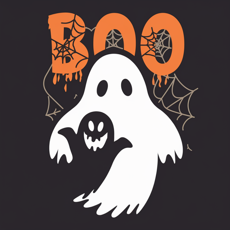 Spooky Ghost BOO Halloween T-shirt Cotton Tee