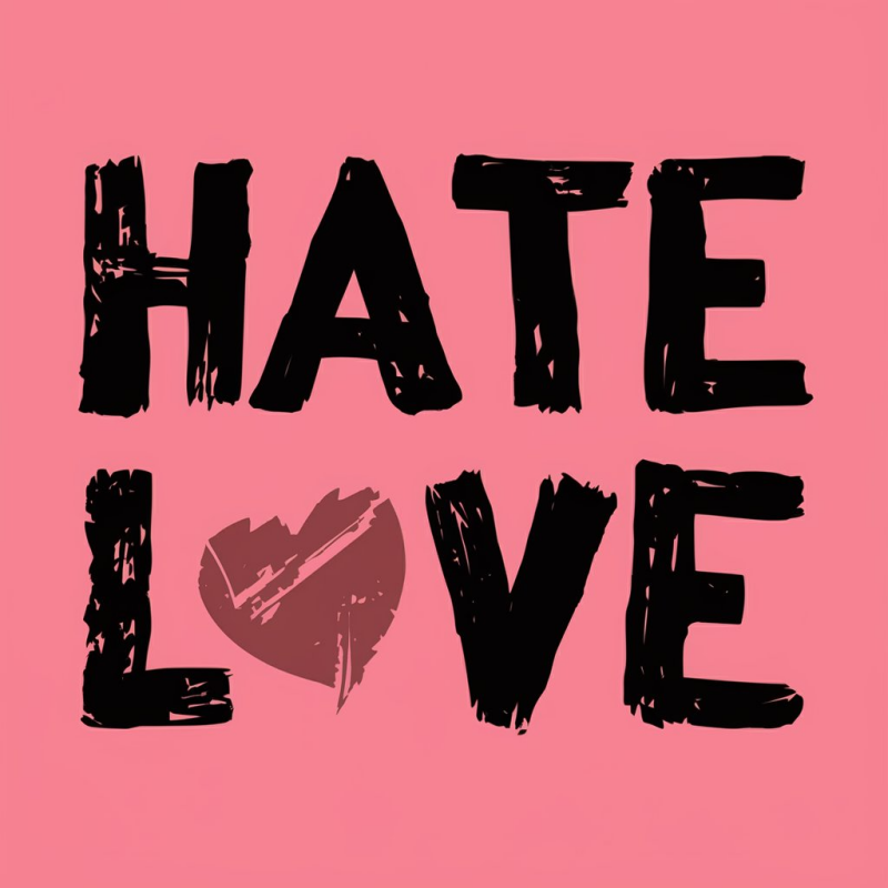 Graphic T-Shirt with 'HATE LOVE' Print