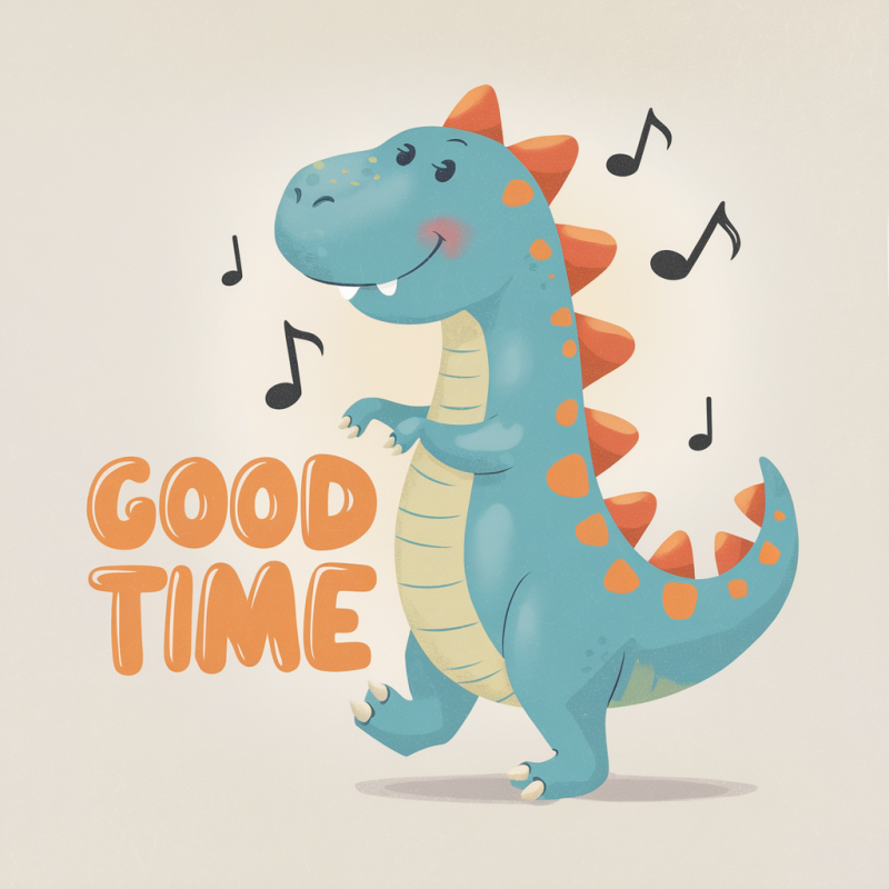 Cute Cartoon Dinosaur Good Time T-Shirt