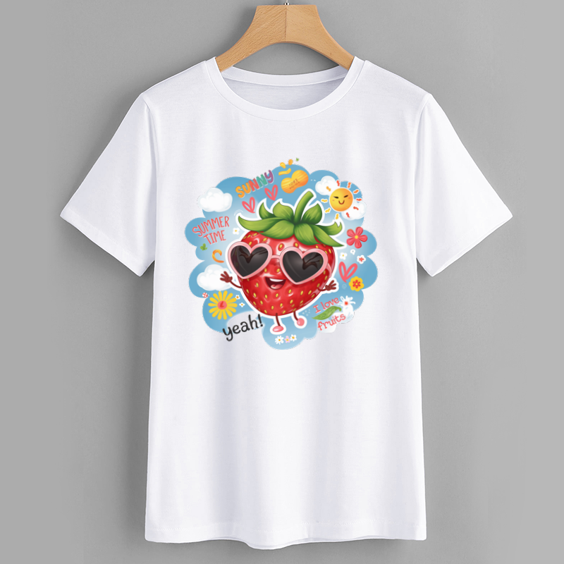 SunnyBerry Cute Strawberry Graphic Cotton T-Shirt