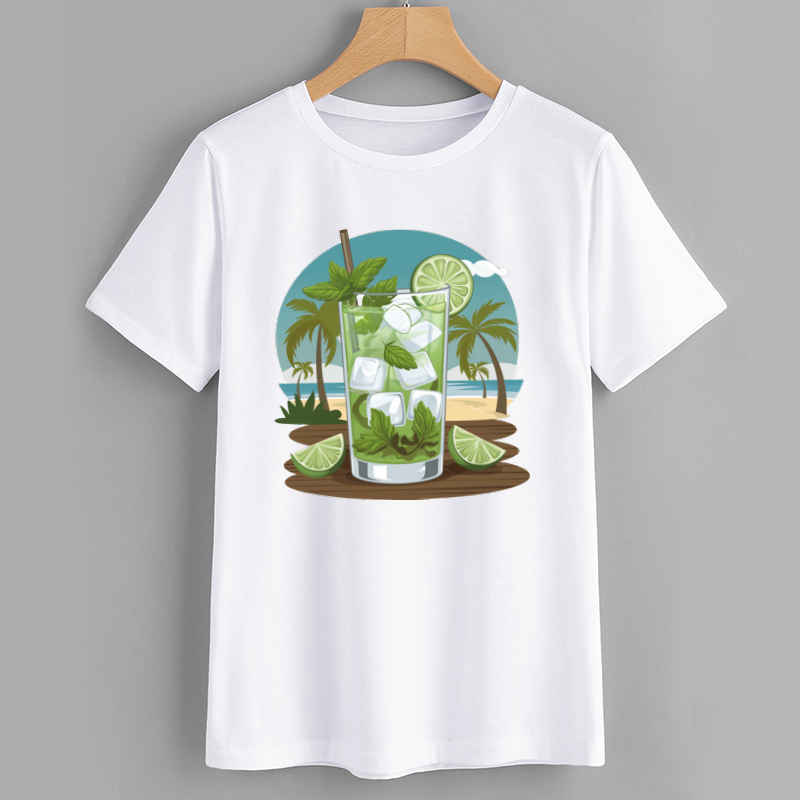 Summer Mojito Beach Graphic Cotton T-Shirt