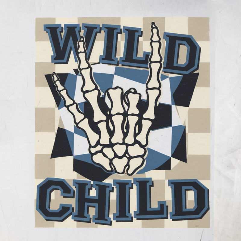 Skeleton Hand Wild Child Graphic Tee
