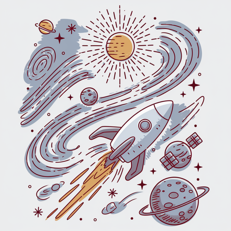 Cosmic Adventure Rocket Graphic T-Shirt