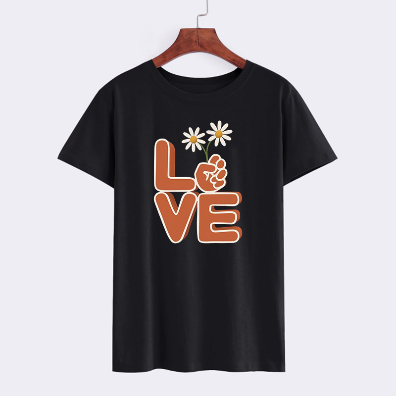 Graphic Love T-Shirt with Floral Design