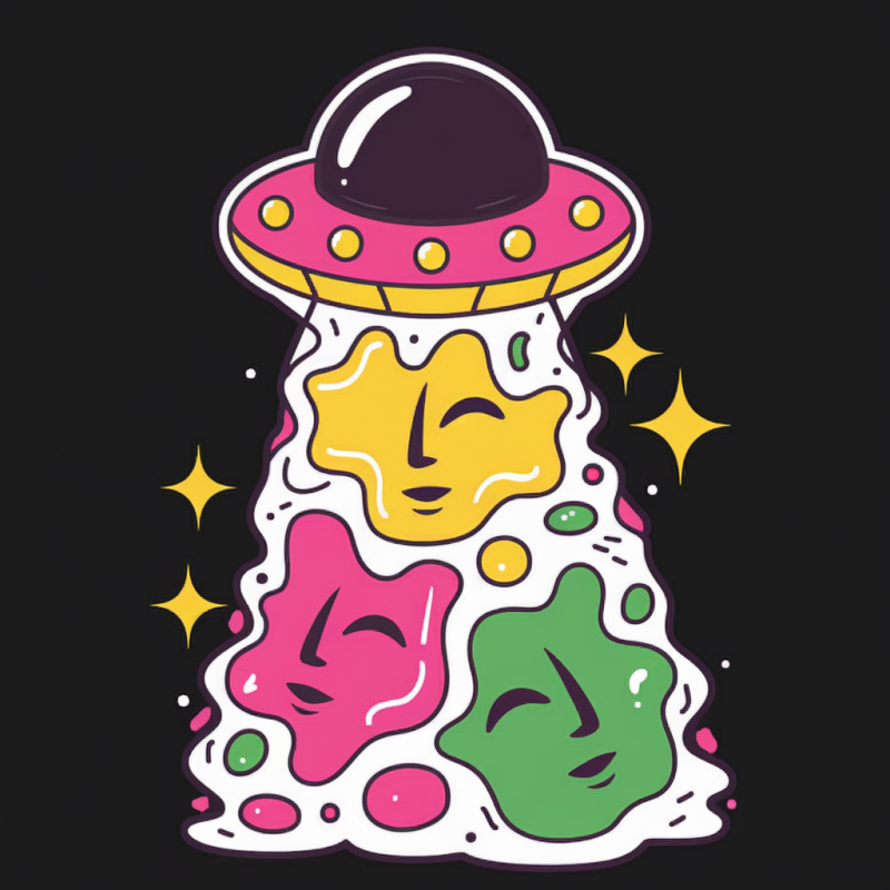 UrbanPop Colorful UFO Faces Graphic Cotton T-Shirt