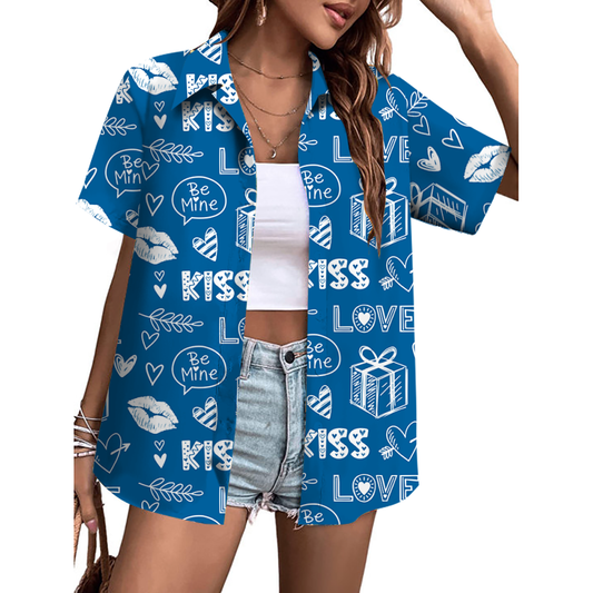 Valentine's Day Casual Pattern Button-Down Shirt