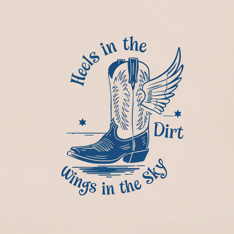 Heels in the Dirt Wings in the Sky Cowboy Boots T-Shirt