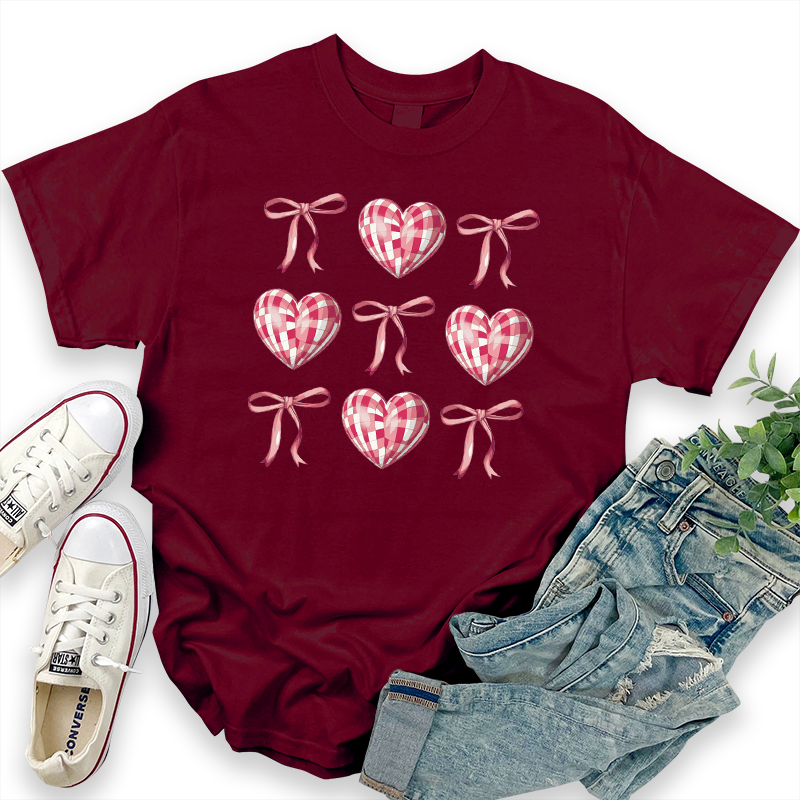 Valentine's Day Bow and Heart Pattern Top
