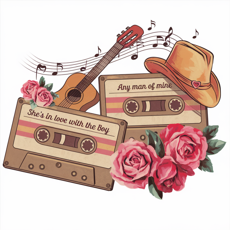 Retro Music Vintage Cassette Floral T-Shirt