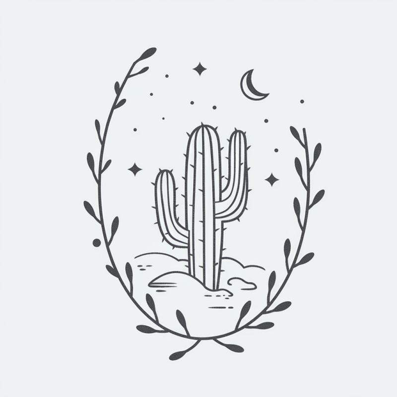 Minimalist Cactus Graphic Cotton T-Shirt