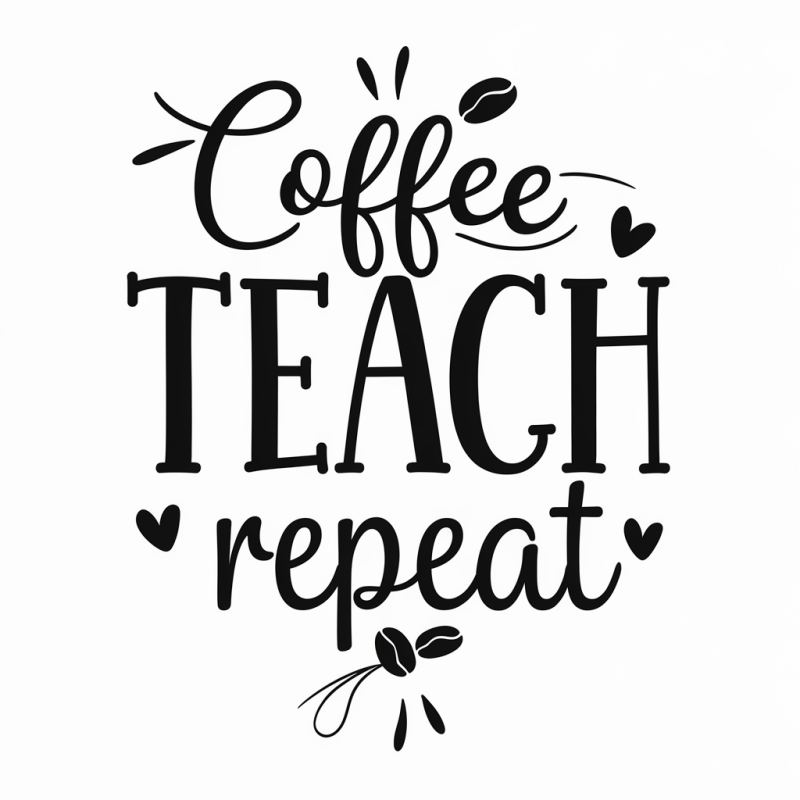 Coffee Teach Repeat Cotton Graphic T-Shirt