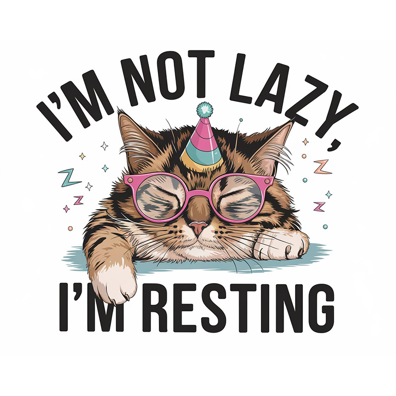Funny Cat Graphic T-Shirt - I'm Not Lazy, I'm Resting