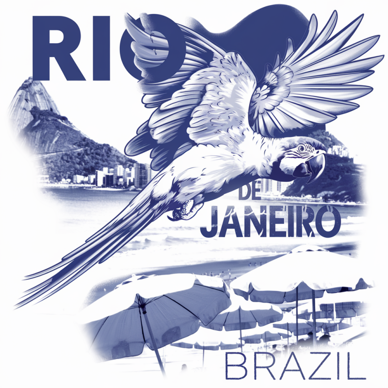 Rio de Janeiro Parrot Graphic T-Shirt - Brazil Travel Tee