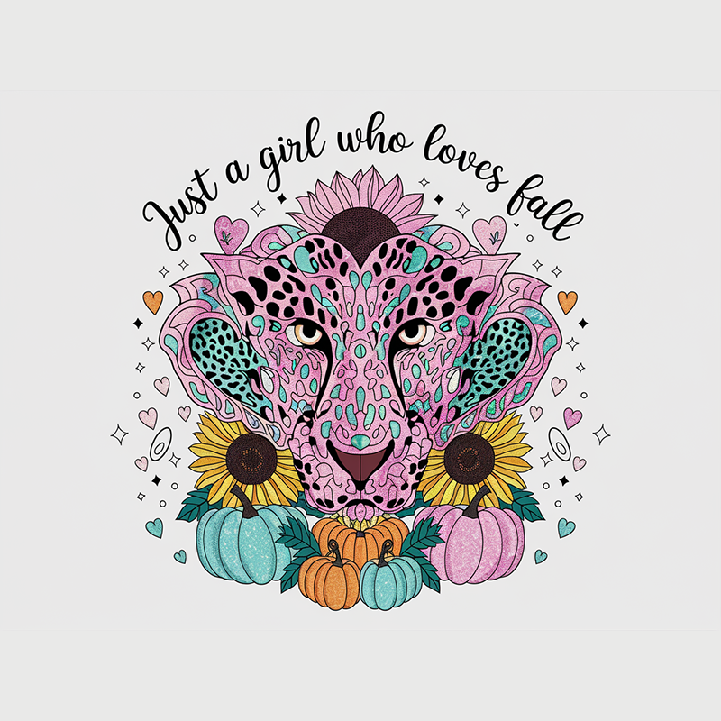 Thanksgiving Leopard Pattern Top "Just a Girl Who Loves Fall" T-Shirt