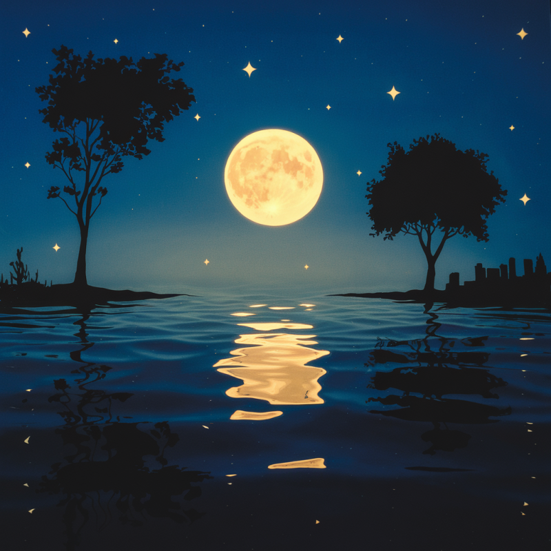 Moonlight Reflection Black T-Shirt