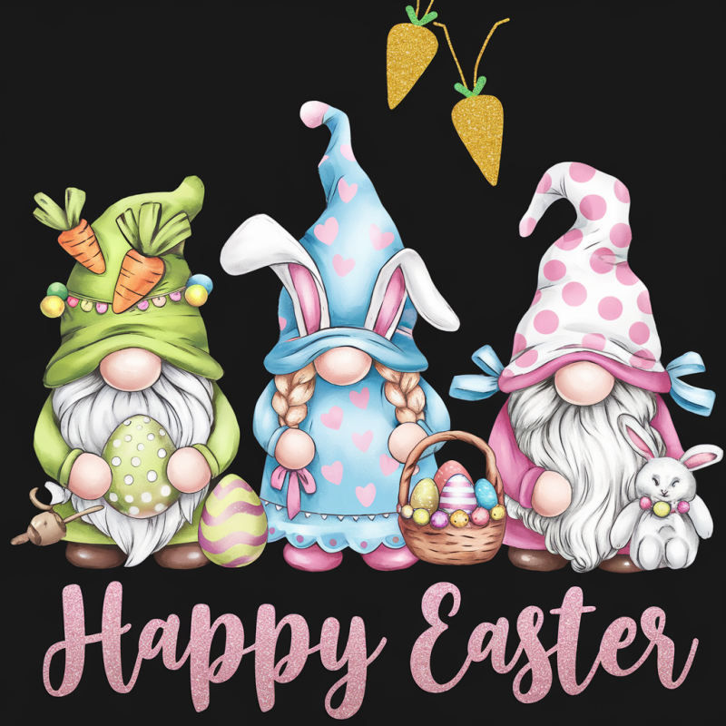 Cute Gnome Happy Easter Graphic T-Shirt