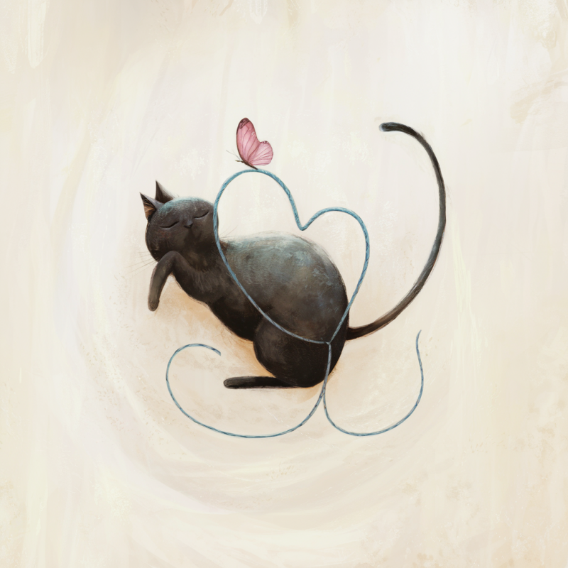 Cute Cat Graphic T-Shirt with Butterfly Design