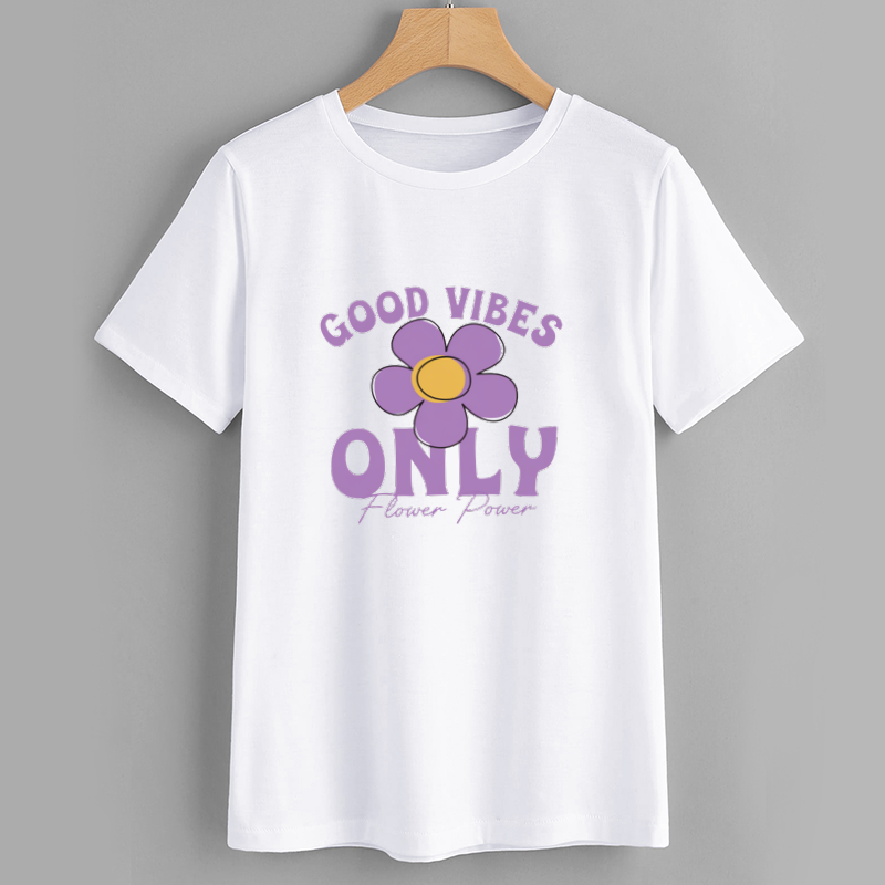 Good Vibes Only Flower Power Graphic T-Shirt