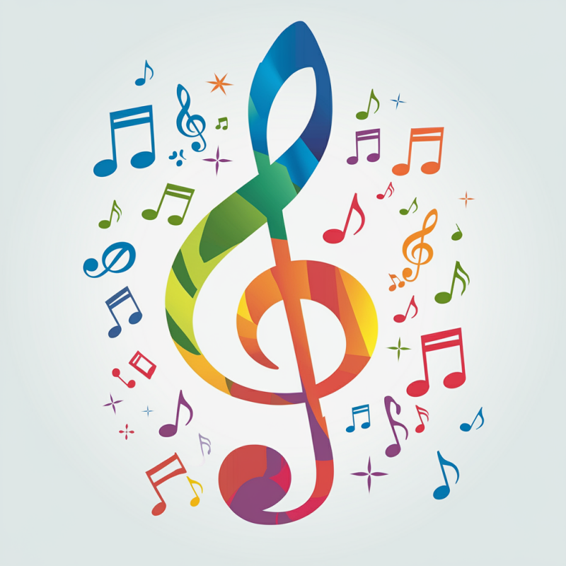 Colorful Treble Clef Music T-Shirt