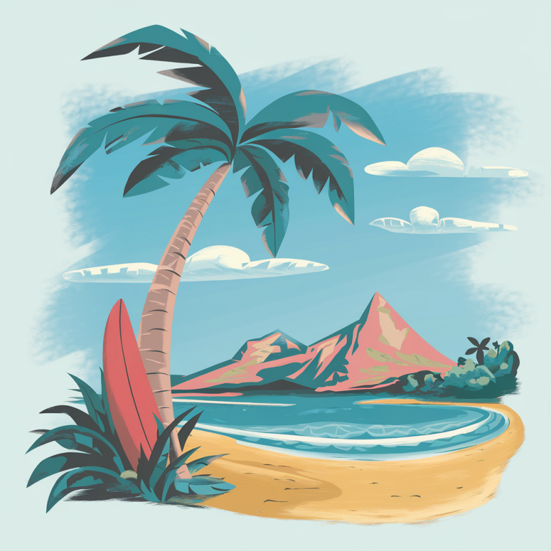 Tropical Beach Graphic Tee - Summer Vibes
