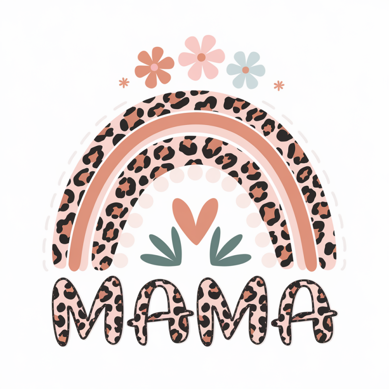 Leopard Print Rainbow MAMA Cotton T-Shirt